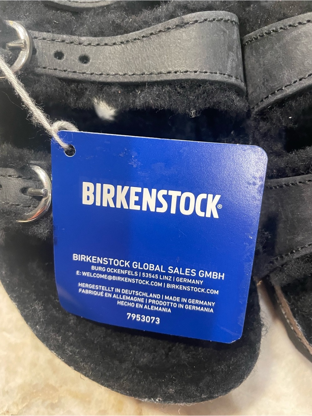 Birkenstock Triple Strap Shearling Sandals in Black - Picture 5 of 6